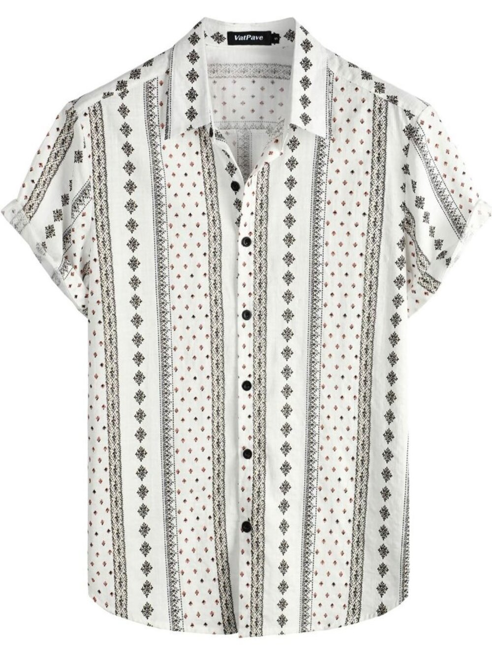Men's Black/White Hawaiian Short Sleeve Button Down Tropical Floral Beach Shirt